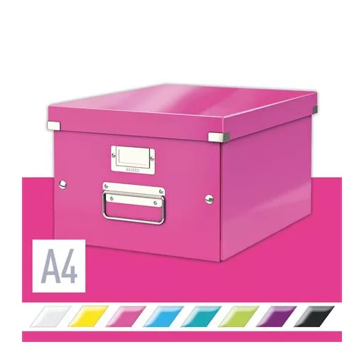 Doboz, A4 méret, LEITZ "Click&Store", rózsaszín