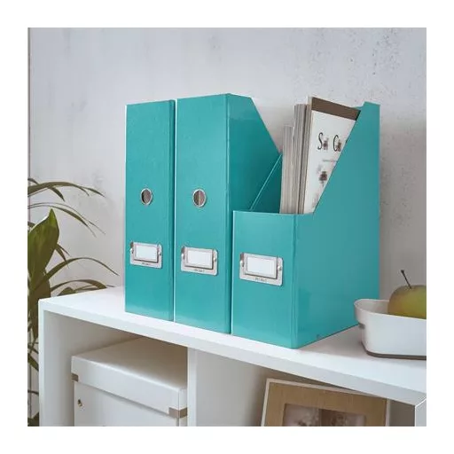 Iratpapucs, PP/karton, 95 mm, LEITZ "Click&Store", jégkék