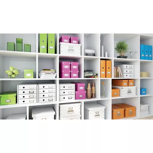 Irattároló, laminált karton, 3 fiókos, LEITZ "Click&Store", fehér