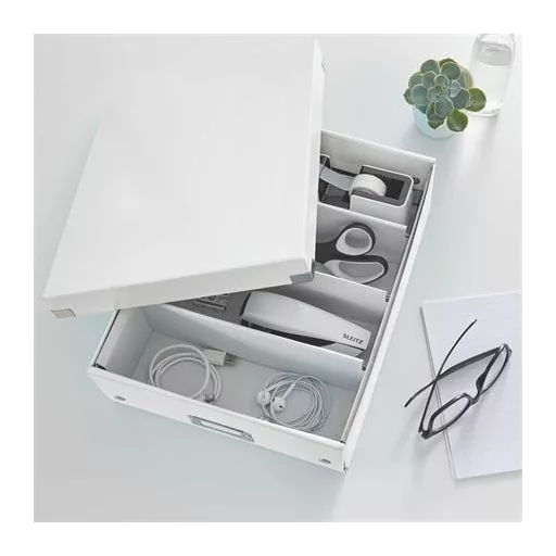 Doboz, rendszerező, M méret, LEITZ "Click&Store", fehér