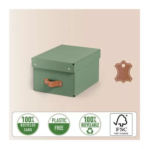 Tárolódoboz, S méret, LEITZ "Puro", zsályazöld