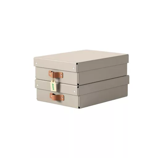 Tárolódoboz, M méret, alacsony, LEITZ "Puro", homokbézs