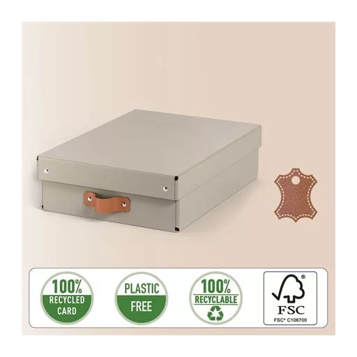 Tárolódoboz, M méret, alacsony, LEITZ "Puro", homokbézs