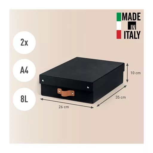 Tárolódoboz, M méret, alacsony, LEITZ "Puro", fekete