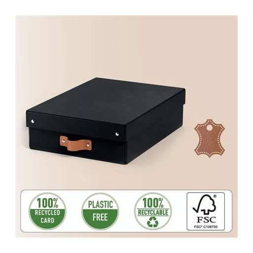 Tárolódoboz, M méret, alacsony, LEITZ "Puro", fekete