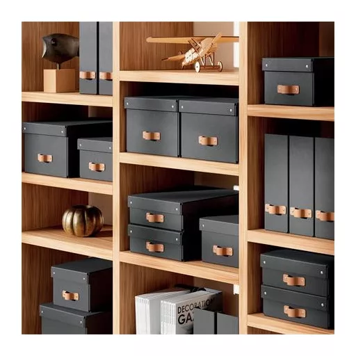 Tárolódoboz, M méret, alacsony, LEITZ "Puro", fekete