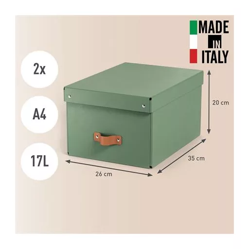 Tárolódoboz, M méret, LEITZ "Puro", zsályazöld