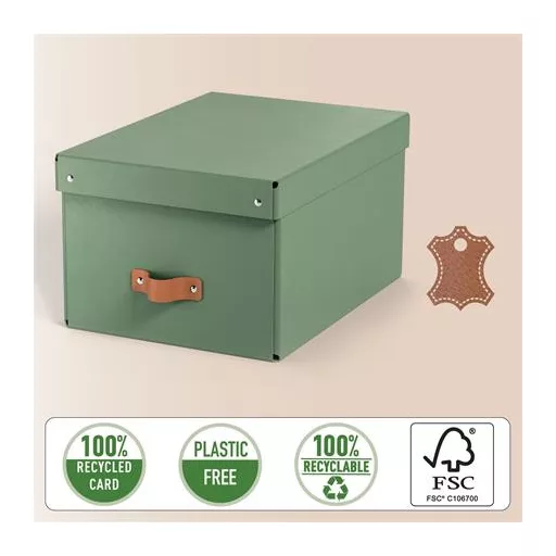 Tárolódoboz, M méret, LEITZ "Puro", zsályazöld