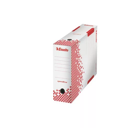 Archiválódoboz, A4, 100 mm, újrahasznosított karton, ESSELTE "Speedbox", fehér