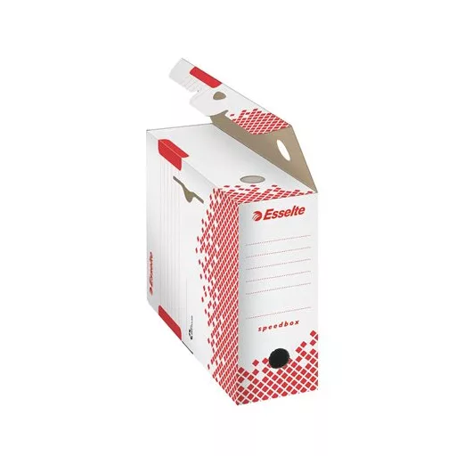 Archiválódoboz, A4, 100 mm, újrahasznosított karton, ESSELTE "Speedbox", fehér