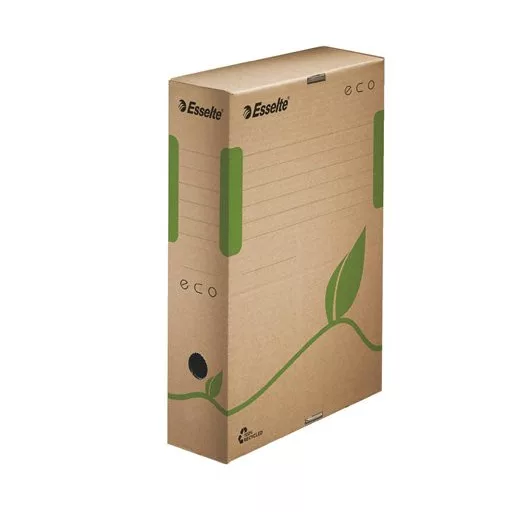 Archiválódoboz, A4, 80 mm, újrahasznosított karton, ESSELTE "Eco", barna