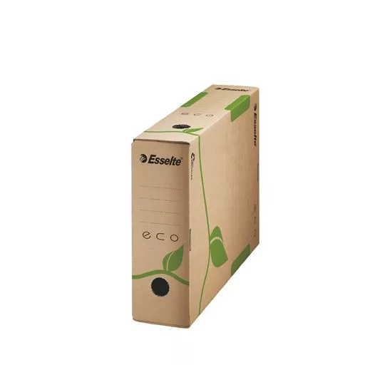 Archiválódoboz, A4, 80 mm, újrahasznosított karton, ESSELTE "Eco", barna