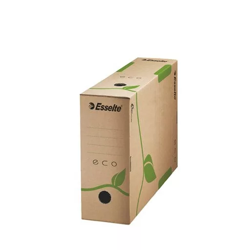 Archiválódoboz, A4, 100 mm, újrahasznosított karton, ESSELTE "Eco", barna