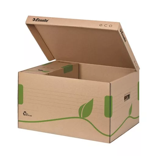 Archiválókonténer, újrahasznosított karton, felfelé nyíló, ESSELTE "Eco", barna