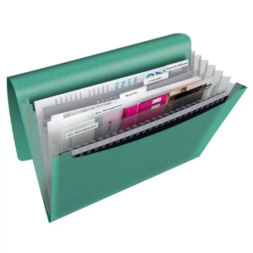 Harmonikamappa, A4, PP, 6 rekeszes, ESSELTE "Colour'Breeze", zöld