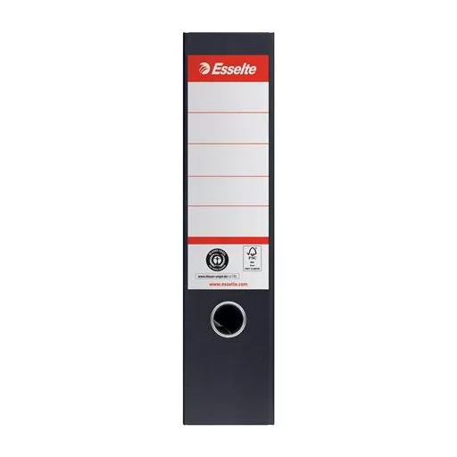 Iratrendező, 75 mm, A4, élvédő sínnel, ESSELTE "No.1", fekete
