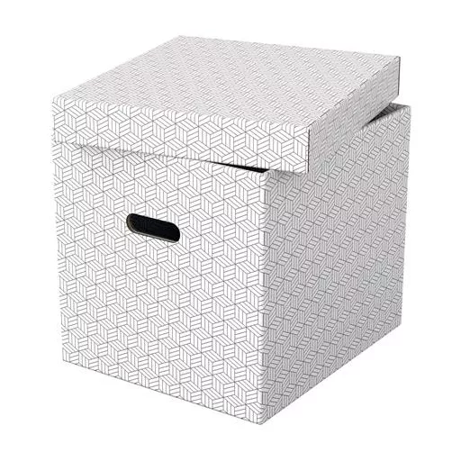 Tárolódoboz, kocka alakú, ESSELTE "Home", fehér