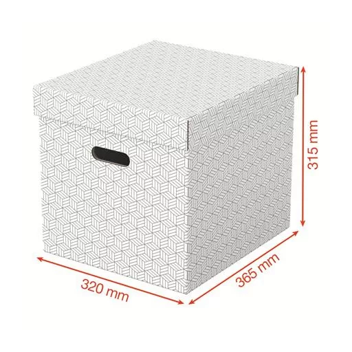 Tárolódoboz, kocka alakú, ESSELTE "Home", fehér