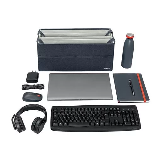 Hordozótáska, 3 rekeszes, LEITZ "Fabric Hot Desking", sötétszürke