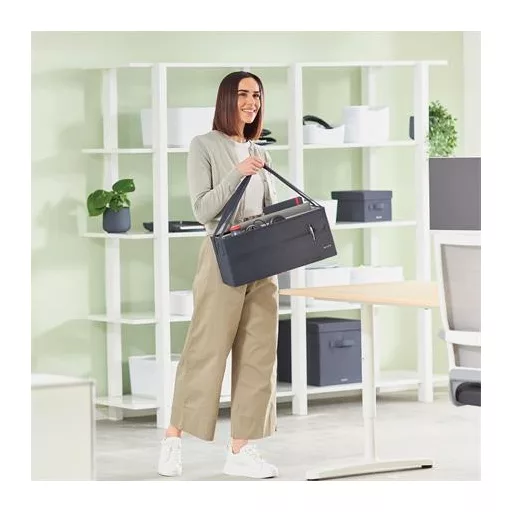 Hordozótáska, 3 rekeszes, LEITZ "Fabric Hot Desking", sötétszürke