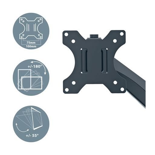 Monitortartó-kar, egy monitorhoz, LEITZ "Ergo", sötétszürke