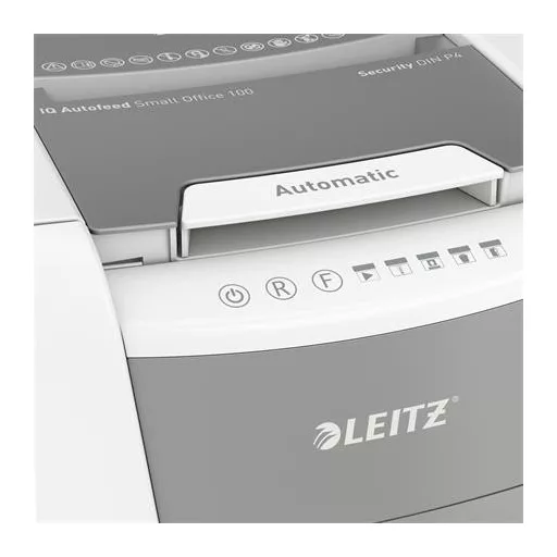 Iratmegsemmisítő, konfetti, 100 lap, LEITZ "IQ AutoFeed SmallOffice 100 P4 Pro"