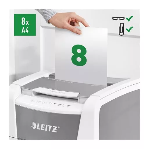 Iratmegsemmisítő, konfetti, 150 lap, LEITZ "IQ AutoFeed Office 150 P4 Pro"