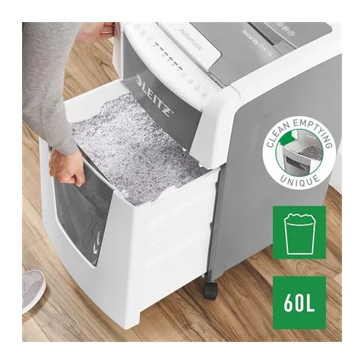 Iratmegsemmisítő, konfetti, 300 lap, LEITZ "IQ AutoFeed Office 300 P4 Pro"