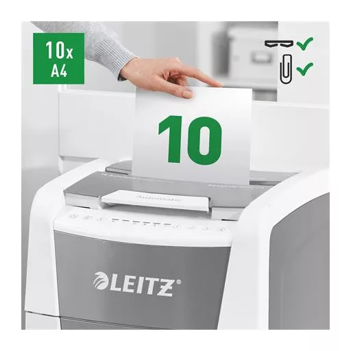 Iratmegsemmisítő, konfetti, 300 lap, LEITZ "IQ AutoFeed Office 300 P4 Pro"