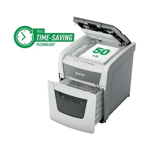 Iratmegsemmisítő, konfetti, 50 lap, LEITZ "IQ AutoFeed SmallOffice 50 P4 Pro"