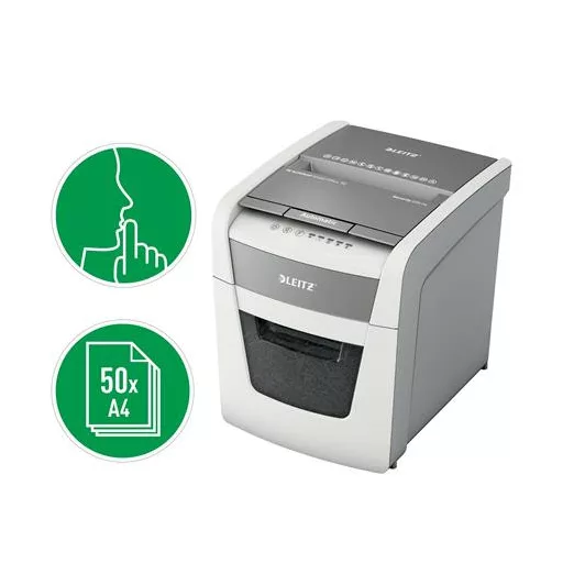 Iratmegsemmisítő, konfetti, 50 lap, LEITZ "IQ AutoFeed SmallOffice 50 P4 Pro"