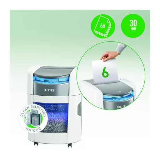 Iratmegsemmisítő, mikrokonfetti, 150 lap, LEITZ "IQ OptiMax Autofeed Home Office 150 P5"