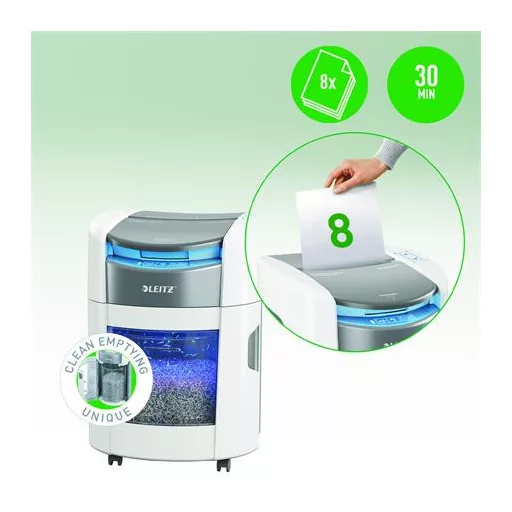 Iratmegsemmisítő, konfetti, 150 lap, LEITZ "IQ OptiMax Autofeed Home Office 150 P4"