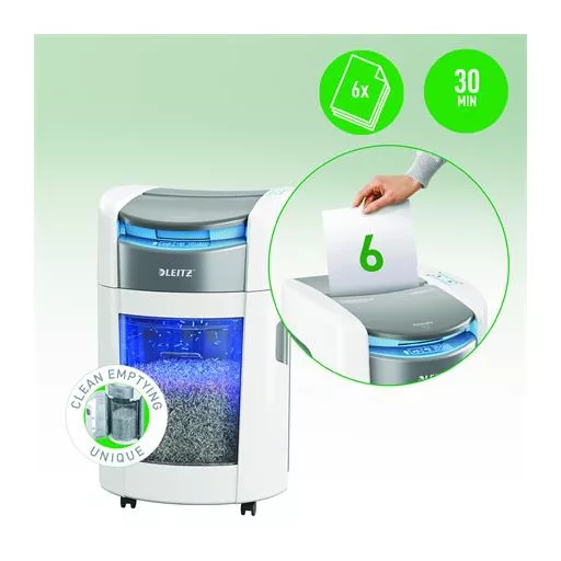 Iratmegsemmisítő, mikrokonfetti, 200 lap, LEITZ "IQ OptiMax Autofeed Small Office 200 P5"