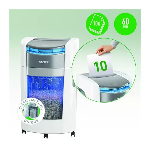 Iratmegsemmisítő, konfetti, 300 lap, LEITZ "IQ OptiMax Autofeed Office 300 P4"
