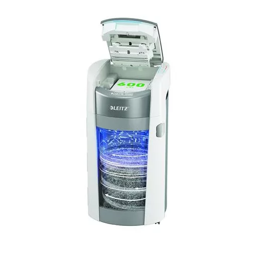 Iratmegsemmisítő, konfetti, 600 lap, LEITZ "IQ OptiMax Autofeed Office Pro 600 P4"
