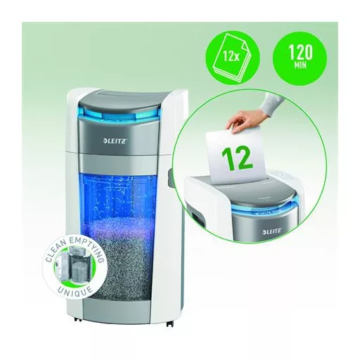 Iratmegsemmisítő, konfetti, 600 lap, LEITZ "IQ OptiMax Autofeed Office Pro 600 P4"