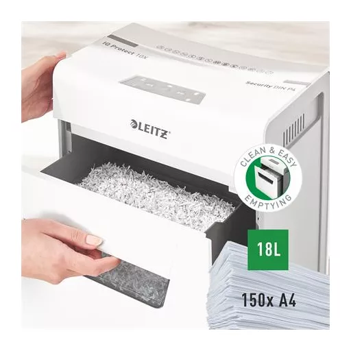 Iratmegsemmisítő, konfetti, 10 lap, LEITZ "IQ Protect 10X"