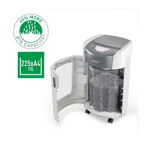 Iratmegsemmisítő, mikrokonfetti, 6 lap, LEITZ "IQ OptiMax Home Office 225 P5"