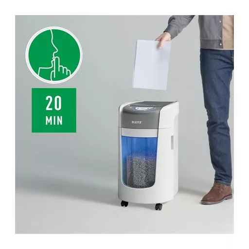 Iratmegsemmisítő, mikrokonfetti, 6 lap, LEITZ "IQ OptiMax Home Office 225 P5"