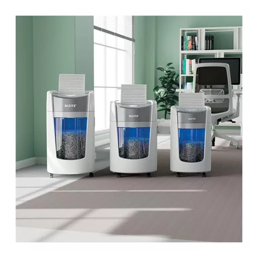 Iratmegsemmisítő, mikrokonfetti, 6 lap, LEITZ "IQ OptiMax Home Office 225 P5"