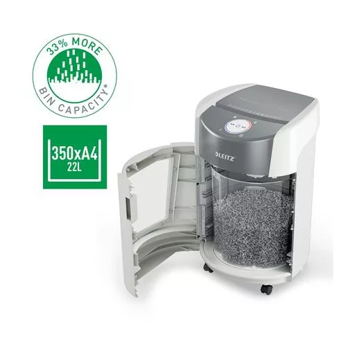 Iratmegsemmisítő, mikrokonfetti, 8 lap, LEITZ "IQ OptiMax Small Office 350 P5"