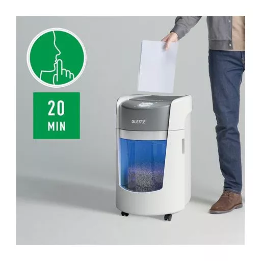 Iratmegsemmisítő, mikrokonfetti, 8 lap, LEITZ "IQ OptiMax Small Office 350 P5"