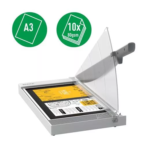 Vágógép, karos, A3, 10 lap, LEITZ "Precision Home Office"