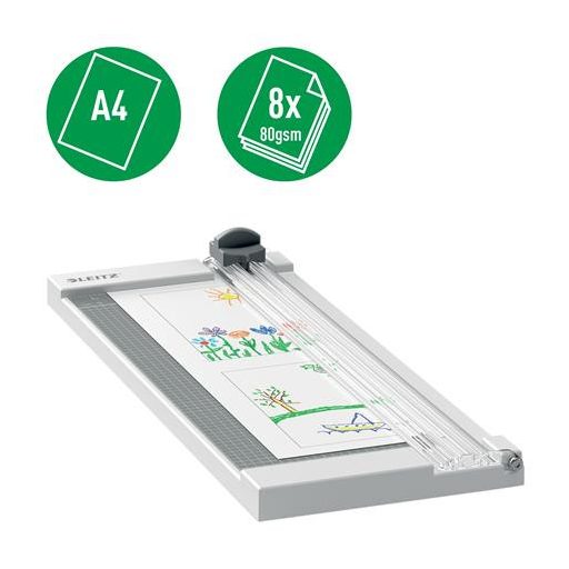Vágógép, görgős, A4, 8 lap, LEITZ "Precision Home A4"