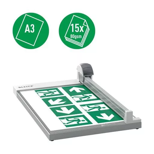 Vágógép, görgős, A3, 15 lap, LEITZ "Precision Office"