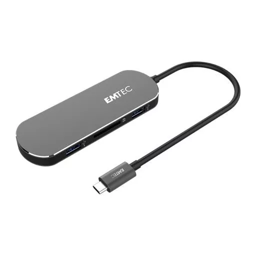 USB elosztó-HUB, USB-C/USB 3.1/HDMI/SD kártya, EMTEC "T650C"