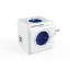 Elosztó, 4 aljzat, 2 USB csatlakozó, ALLOCACOC "PowerCube Original USB DE", fehér-kék