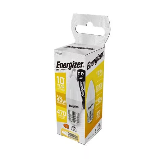 LED izzó, E27, gyertya, 4,9W (40W), 470lm, 3000K, ENERGIZER