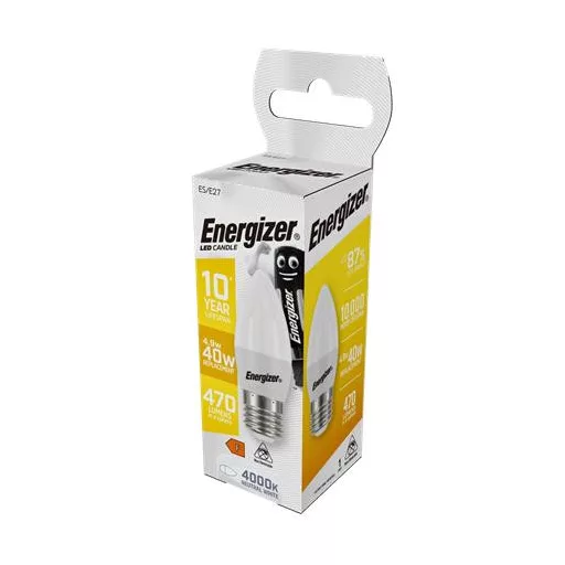 LED izzó, E27, gyertya, 4,9W (40W), 470lm, 4000K, ENERGIZER